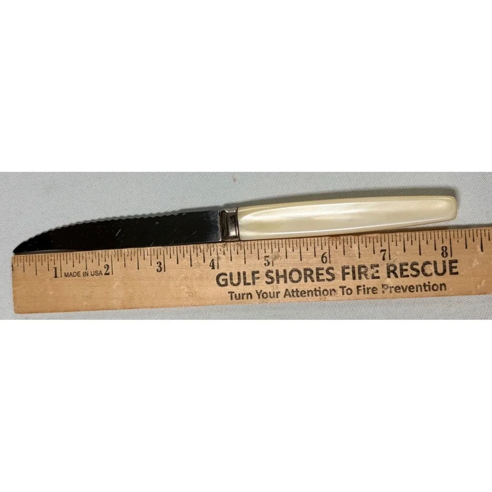 Regent Sheffield Vintage Steak Knife Set 6 Piece Serrated Stainless England Wood